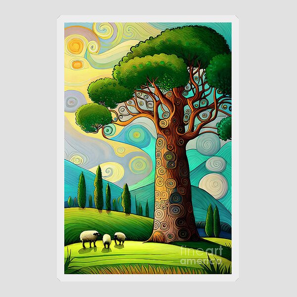 Grand sticker mural arbre baobab thème jungle I série-golo