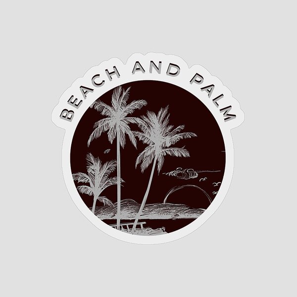 NEW Ivory Ella Round Palm Tree Jungle Scene Logo Sticker Decal 