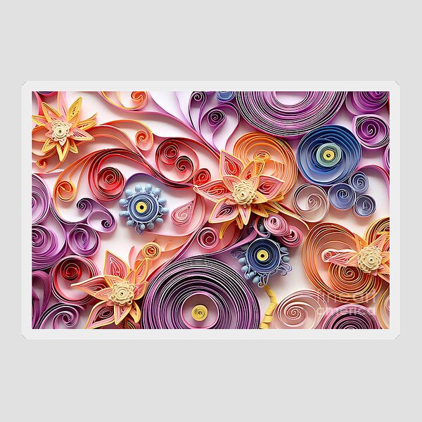 Floral Curls And Rolls From Colored Strips Of Paper Quilling Paper