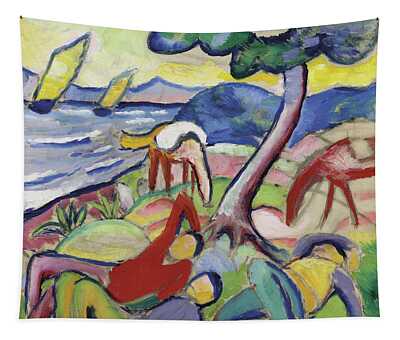 Boat Resting At Shore Tapestries