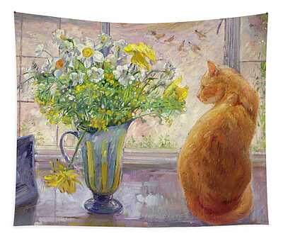 Cat Window Ginger Tapestries