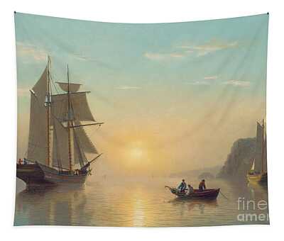 Boats In Harbor Tapestries