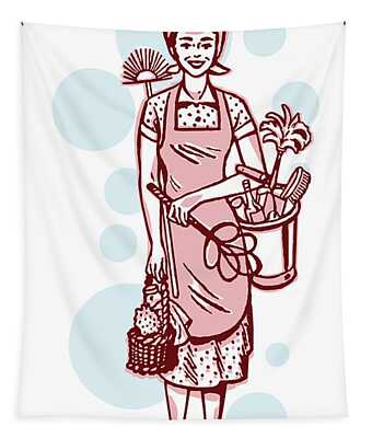 Smiling Housekeeper with Mop and Bucket Tote Bag by CSA Images - Pixels