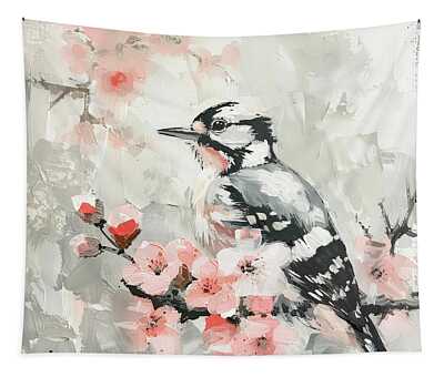 Downy Woodpecker Tapestries