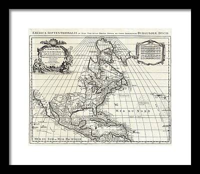 And Eastwards To Include The Azores And The Sargasso Sea Cartographically Framed Prints