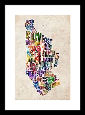 Typographic Map Framed Prints