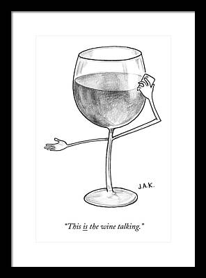 Glass Of Wine Drawings Framed Prints