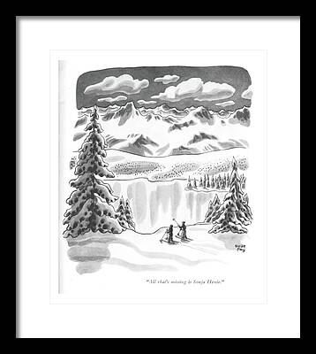 Snowy Day Drawings Framed Prints