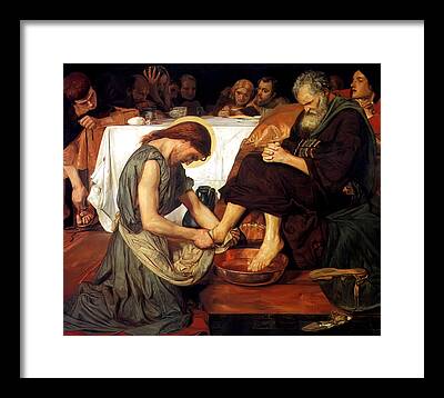 Christ Washing Peters Feet Framed Prints