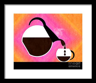 Diner Coffee Pot And Cup Sorbet Framed Prints