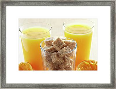 Freshly Squeezed Orange Juice And Sugar Cubes Photograph ...