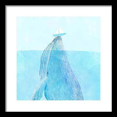 Sea Blue Drawings Framed Prints