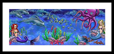 Angel Mermaids Ocean Framed Prints