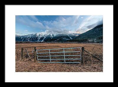 Landscape Mountains Clouds Blue Nature Farmland Meadow Sky Brown Grass Framed Prints