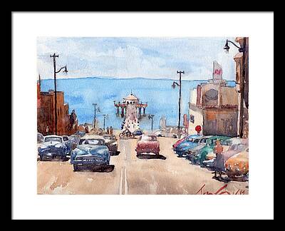 Blue Buick Paintings Framed Prints