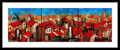 Red Roof Paintings Framed Prints
