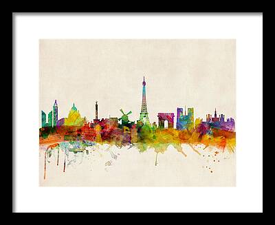 Paris Skyline Framed Prints