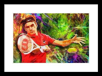 Roger Federer Digital Art Framed Prints