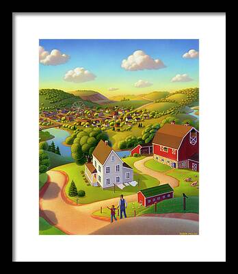 Farm Town Framed Prints