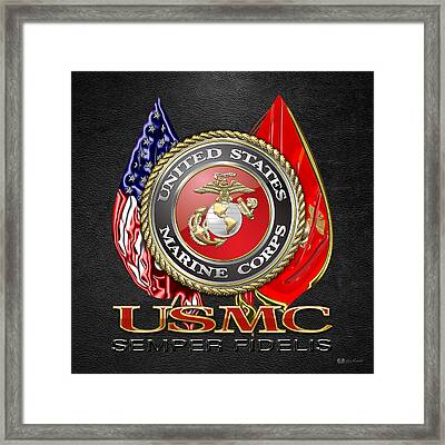 U. S. Marine Corps U S M C Emblem On Black Digital Art by Serge Averbukh