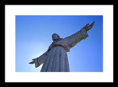 1959 Christ The King Outstretched Arms Statue Giant Massive Christian Framed Prints