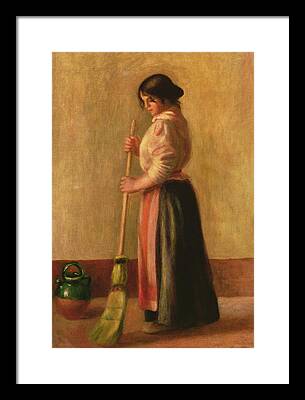 La Balayeuse Domestic Chore Female Maid Servant Broom Brush Sweeping Jug Framed Prints