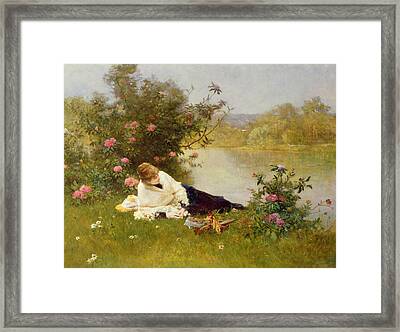 Woman On A River Bank Painting by Ferdinand Heilbuth
