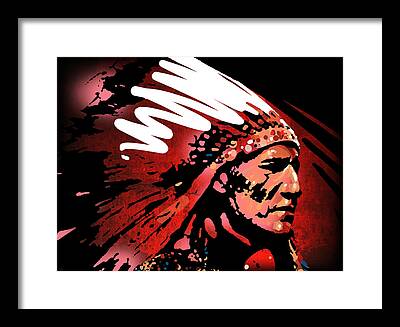 Red Indian Chief Framed Prints
