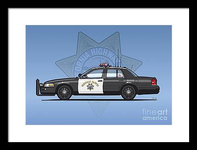 Police Cruiser Digital Art Framed Prints
