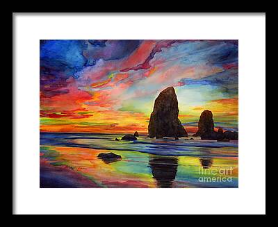 Blue Sunsets Paintings Framed Prints