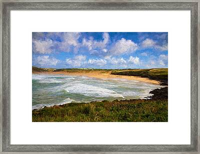 Crantock beach from cornwall canvas print framed picture wall art waves Newquay