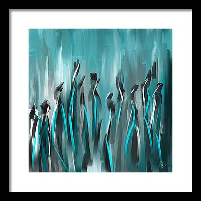 Gray Turquoise Framed Prints