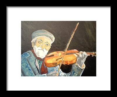 Hungry He Plays For His Supper Framed Prints