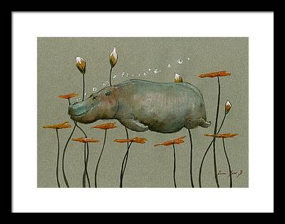 Hippopotamus Framed Prints