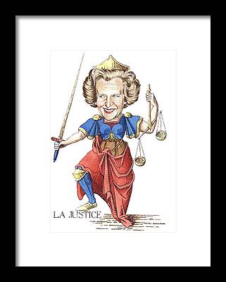 Margaret Thatcher Scales Justice Tarot Caricature Sword Framed Prints