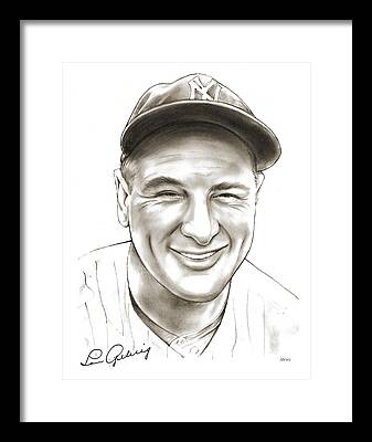 Lou Gehrig Drawings Framed Prints