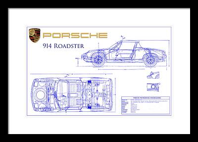 Porsche 550 Spyder Blueprint Framed Prints