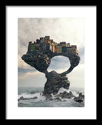 Italy Village Digital Art Framed Prints