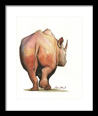 White Rhinoceros Framed Prints