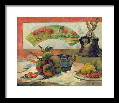 Post-impressionist Fruit Apples Knife Lemons Knife Cup Cloth Study Table Framed Prints