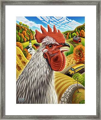 Weird Chicken People on a Bus Picture Poster Freaky AbstractArt Framed Print 
