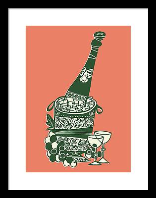 Chilled Champagne Drawings Framed Prints