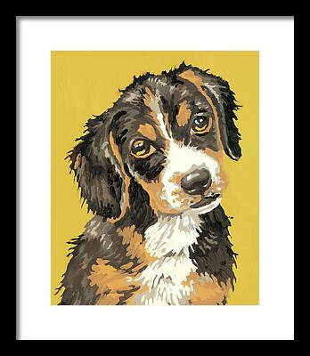 Painted Puppies Drawings Framed Prints