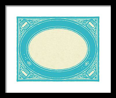 Blue Oval Framed Prints