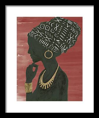 African Headdress Mixed Media Framed Prints