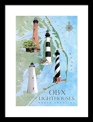 Cape Hatteras Lighthouse Mixed Media Framed Prints