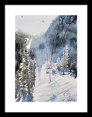 Watercolor Skiing Framed Prints