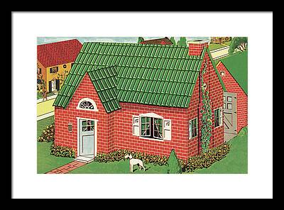 Red Roof Drawings Framed Prints