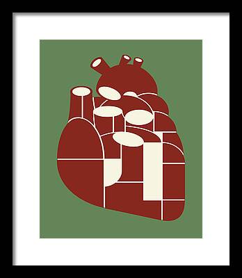 Contemporary Heart Collage Drawings Framed Prints