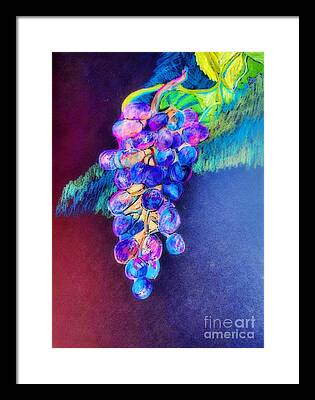 Color Pencil Green Grapes Drawings Framed Prints